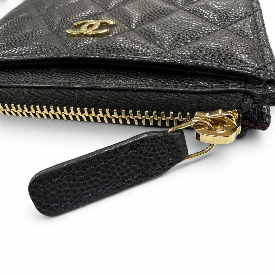 極美品☆CHANEL シャネル ココマーク キャビアスキン カードケース コインケース ブラック ゴールド金具 スペイン製 レディース