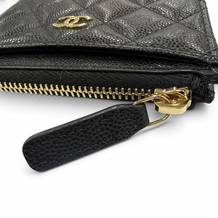 極美品☆CHANEL シャネル ココマーク キャビアスキン カードケース コインケース ブラック ゴールド金具 スペイン製 レディース