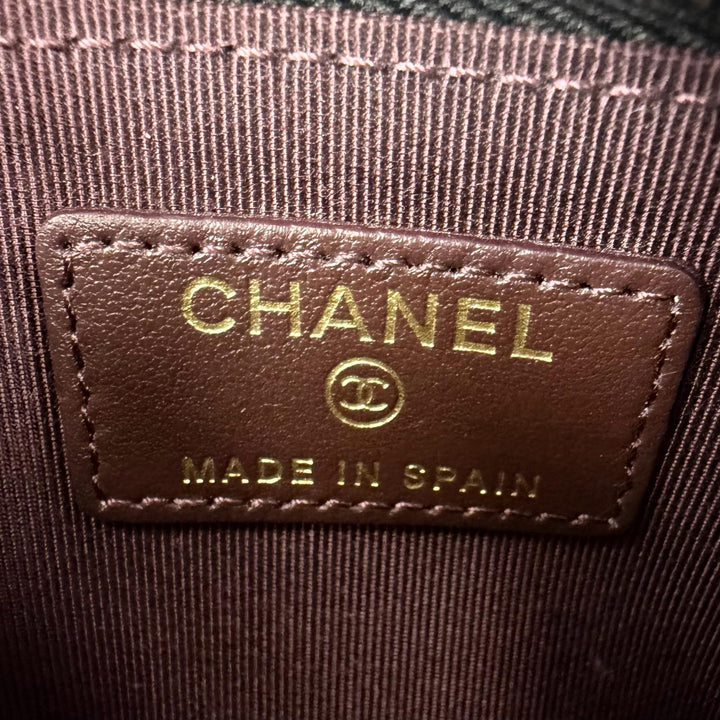 極美品☆CHANEL シャネル ココマーク キャビアスキン カードケース コインケース ブラック ゴールド金具 スペイン製 レディース