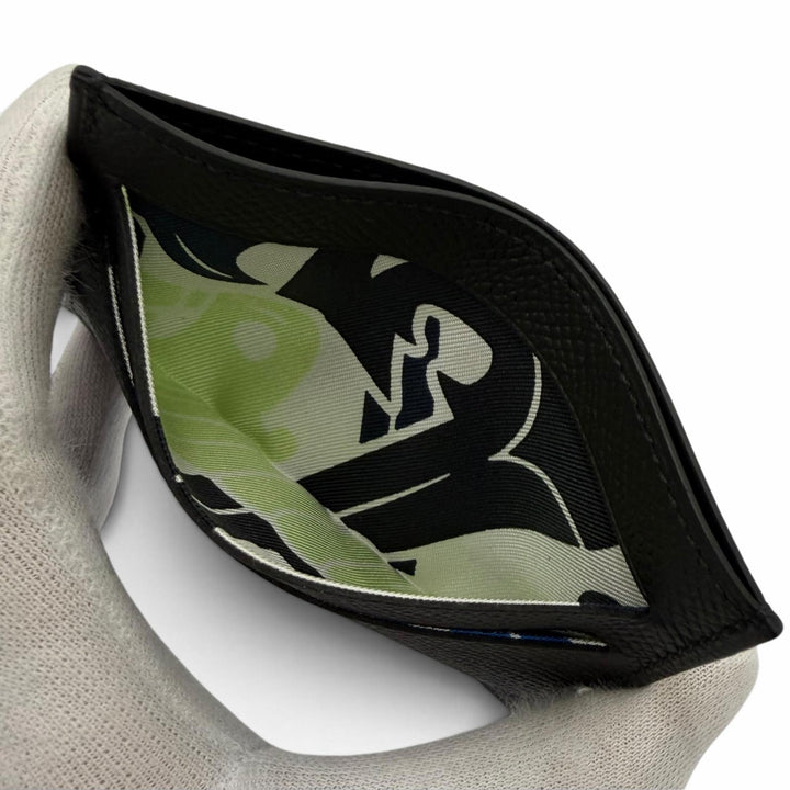 極美品▼HERMES エルメス シチズン ツイル ヴォーエプソン レザー シルクライニング パスケース カードケース ブラック U刻 仏製 メンズ