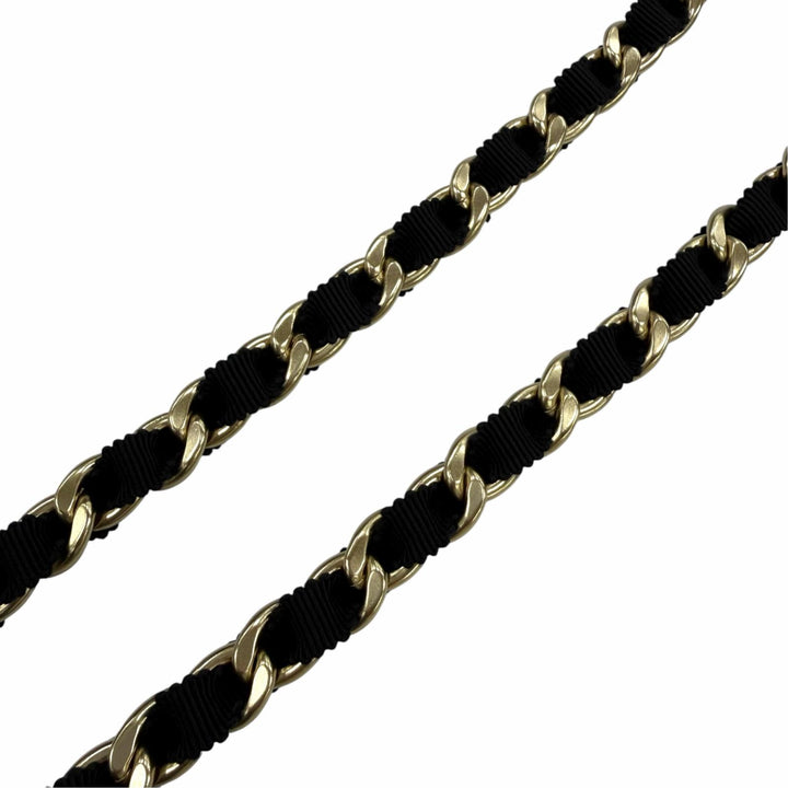 極美品☆CHANEL シャネル 20C メタル ココマーク リボン チェーン ベルト ブラック ゴールド S イタリア製 レディース 箱・保存袋付き