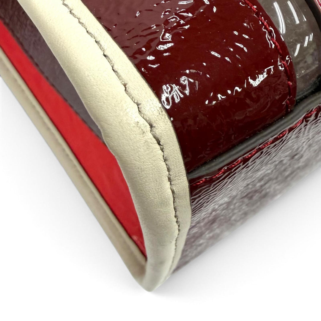 極美品★Anya Hindmarch アニヤ ハインドマーチ Multi Stripes Tote Oxblood Multi ロゴ入り レザー使い トートバッグ 定価105000円