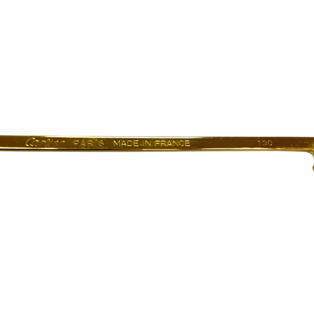 美品□Cartier カルティエ ヴィンテージ サントス ドゥ カルティエ ツーブリッジ メガネ 眼鏡 ゴールド ボルドー 53□20-130 度入り 仏製