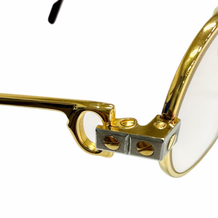 美品□Cartier カルティエ ヴィンテージ サントス ドゥ カルティエ ツーブリッジ メガネ 眼鏡 ゴールド ボルドー 53□20-130 度入り 仏製