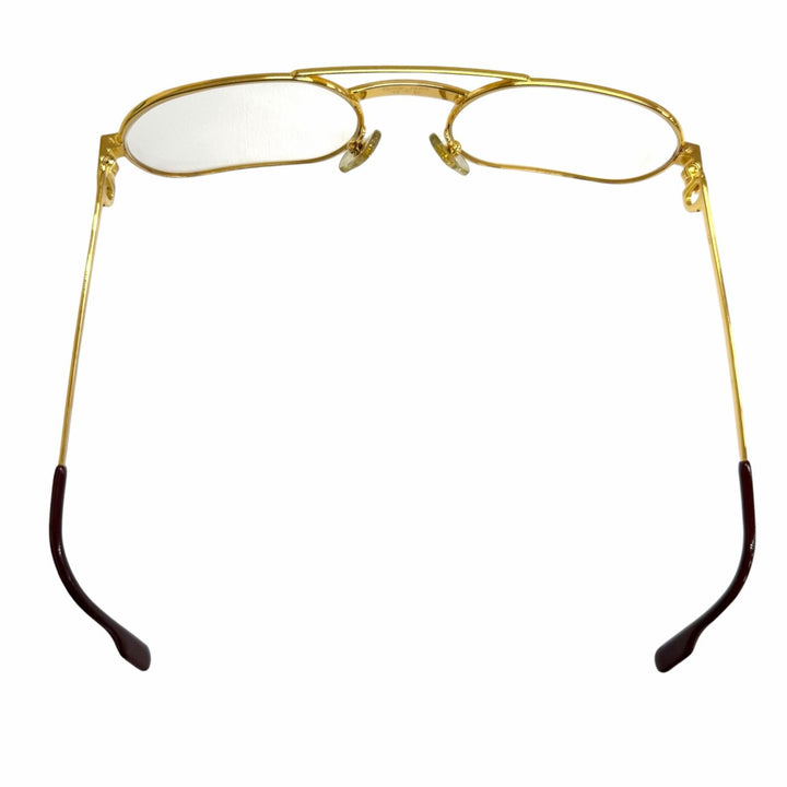 美品□Cartier カルティエ ヴィンテージ サントス ドゥ カルティエ ツーブリッジ メガネ 眼鏡 ゴールド ボルドー 53□20-130 度入り 仏製