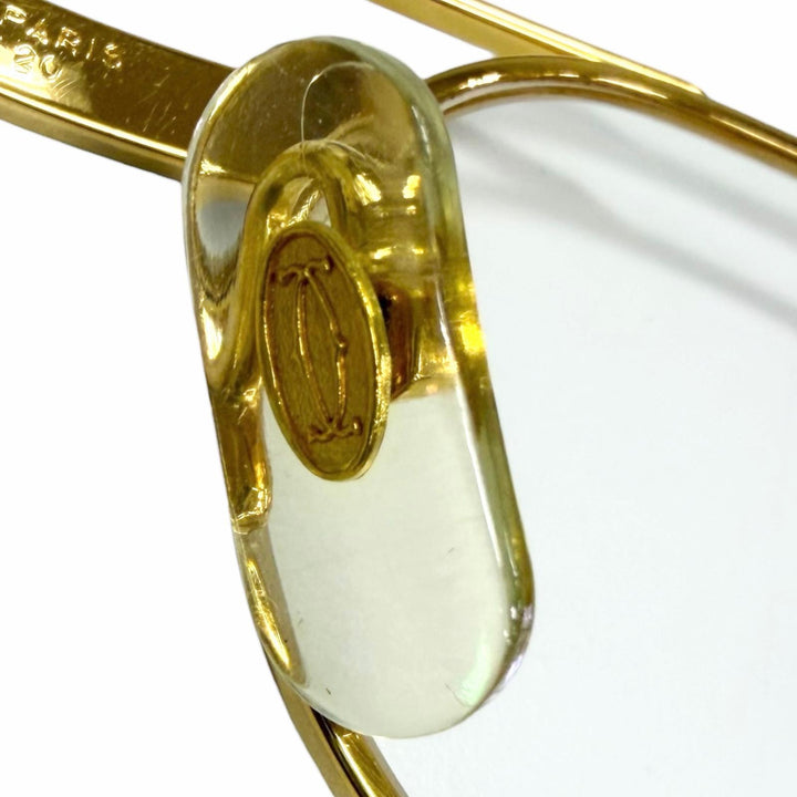 美品□Cartier カルティエ ヴィンテージ サントス ドゥ カルティエ ツーブリッジ メガネ 眼鏡 ゴールド ボルドー 53□20-130 度入り 仏製