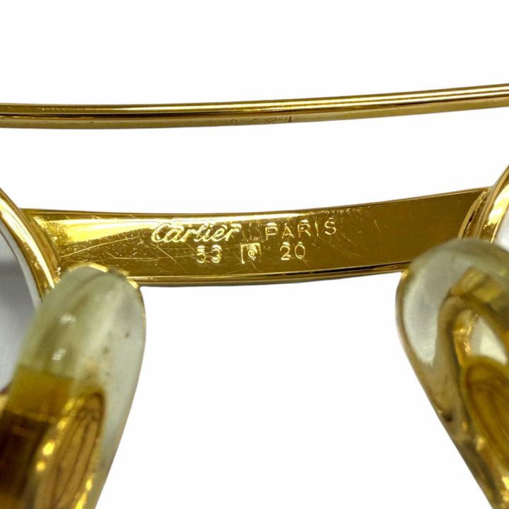 美品□Cartier カルティエ ヴィンテージ サントス ドゥ カルティエ ツーブリッジ メガネ 眼鏡 ゴールド ボルドー 53□20-130 度入り 仏製