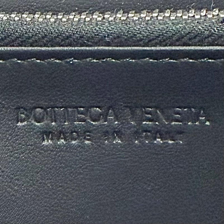 極美品▼BOTTEGAVENETA ボッテガヴェネタ レザー マキシイントレチャート ラウンドファスナー ロングウォレット 長財布 ブラック メンズ
