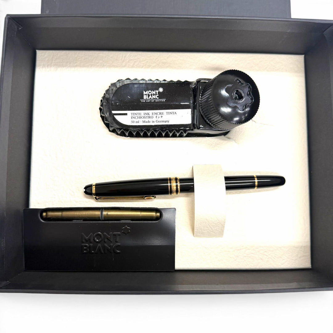 極美品□MONTBLANC モンブラン マイスターシュテュック クラシック ペン先14K 万年筆 ブラック ゴールド ドイツ製 メンズ 箱付き