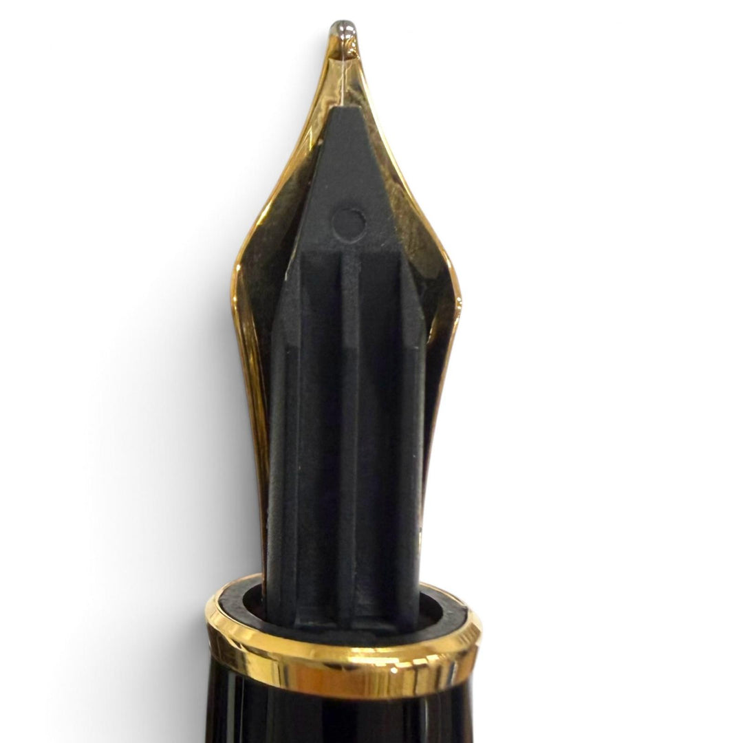 極美品□MONTBLANC モンブラン マイスターシュテュック クラシック ペン先14K 万年筆 ブラック ゴールド ドイツ製 メンズ 箱付き