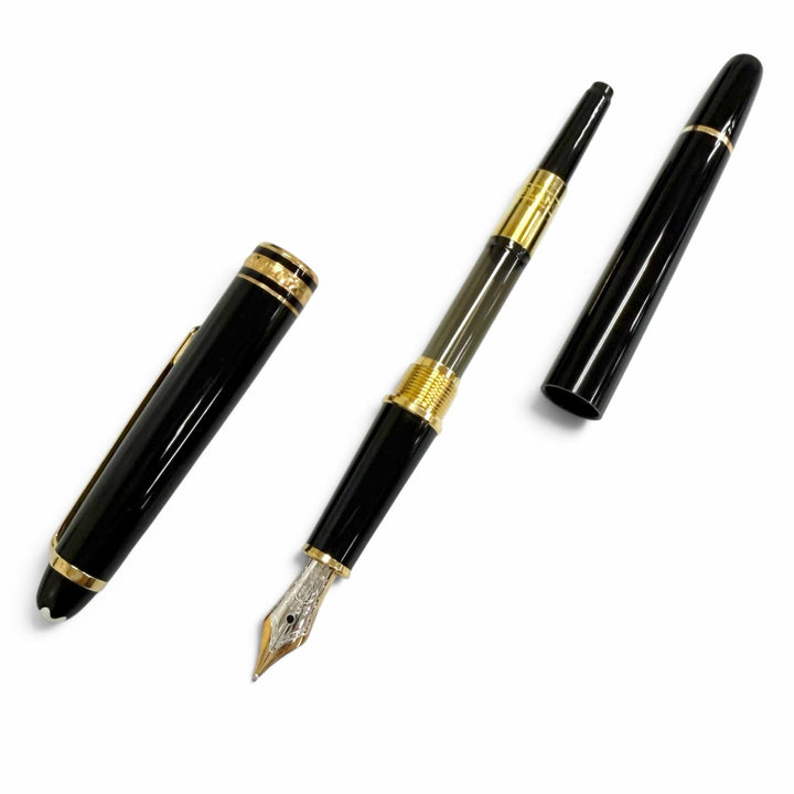 極美品□MONTBLANC モンブラン マイスターシュテュック クラシック ペン先14K 万年筆 ブラック ゴールド ドイツ製 メンズ 箱付き