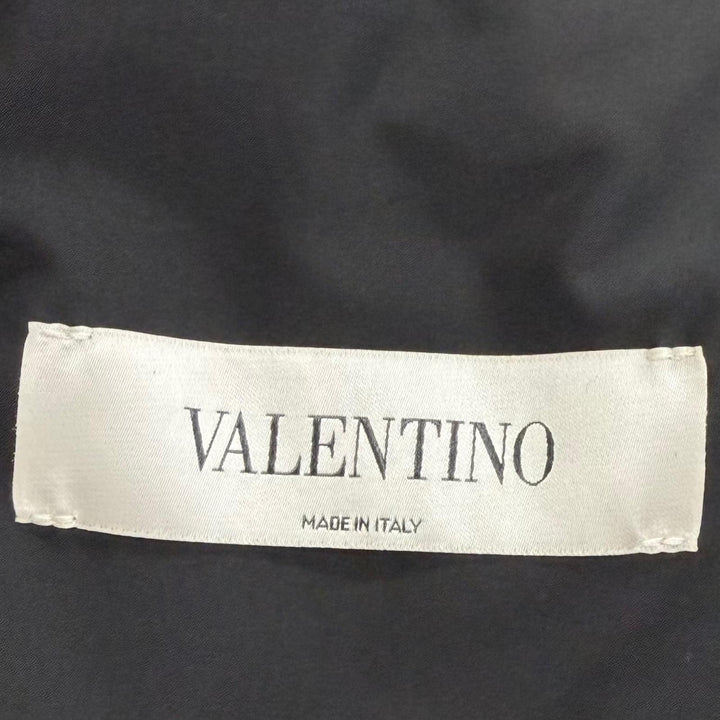 美品▼Valentino ヴァレンチノ VLTNロゴ フード取り外し可能 ダブルジップアップ ダウンベスト ブラック IT 50 イタリア製 正規品 メンズ
