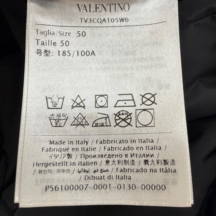 美品▼Valentino ヴァレンチノ VLTNロゴ フード取り外し可能 ダブルジップアップ ダウンベスト ブラック IT 50 イタリア製 正規品 メンズ