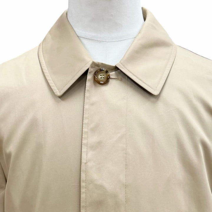 未使用品▼BURBERRY バーバリー 8111615 コットン100% 裏地ノバチェック柄 比翼仕立て ステンカラーコート ベージュ 48 正規品 メンズ