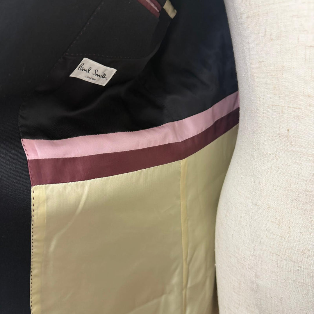 極美品□Paul Smith LONDON ポールスミスロンドン ウール100％ ロングコート チェスターコート ブラック L 日本製 正規品 メンズ