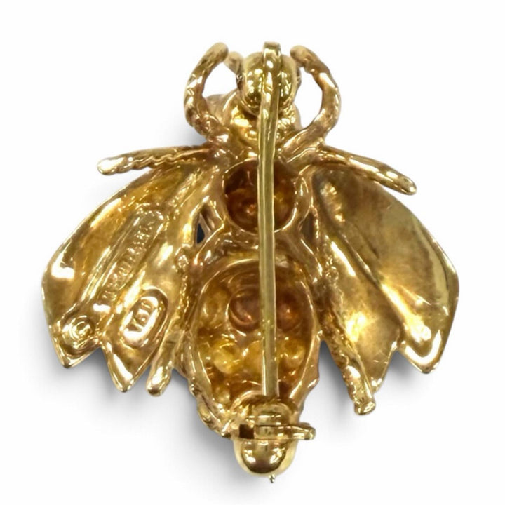 美品★TIFFANY&amp;Co. ティファニー ヴィンテージ 750(YG) BEE 蜂 ルビー ブローチ イエローゴールド レッド 重量4.97g レディース
