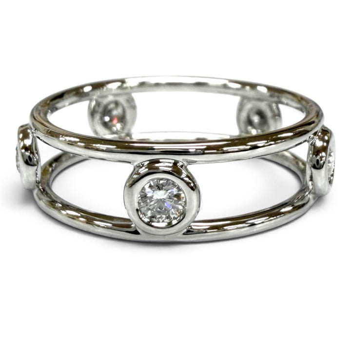 極美品★TIFFANY&amp;Co. ティファニー エルサペレッティ PT950 ダブルワイヤー 5Pダイヤモンド リング 指輪 JP10号相当 重量3.6g 保存袋付