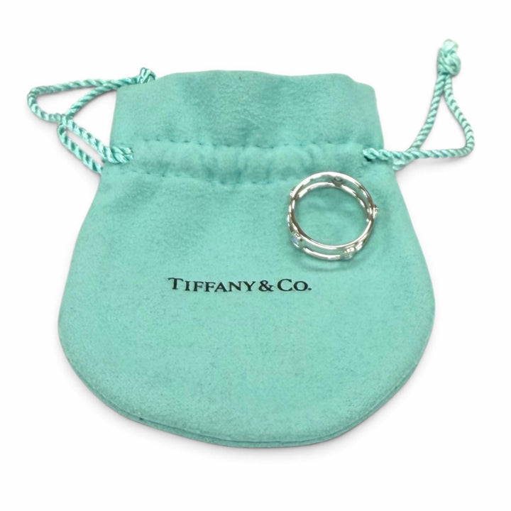 極美品★TIFFANY&amp;Co. ティファニー エルサペレッティ PT950 ダブルワイヤー 5Pダイヤモンド リング 指輪 JP10号相当 重量3.6g 保存袋付