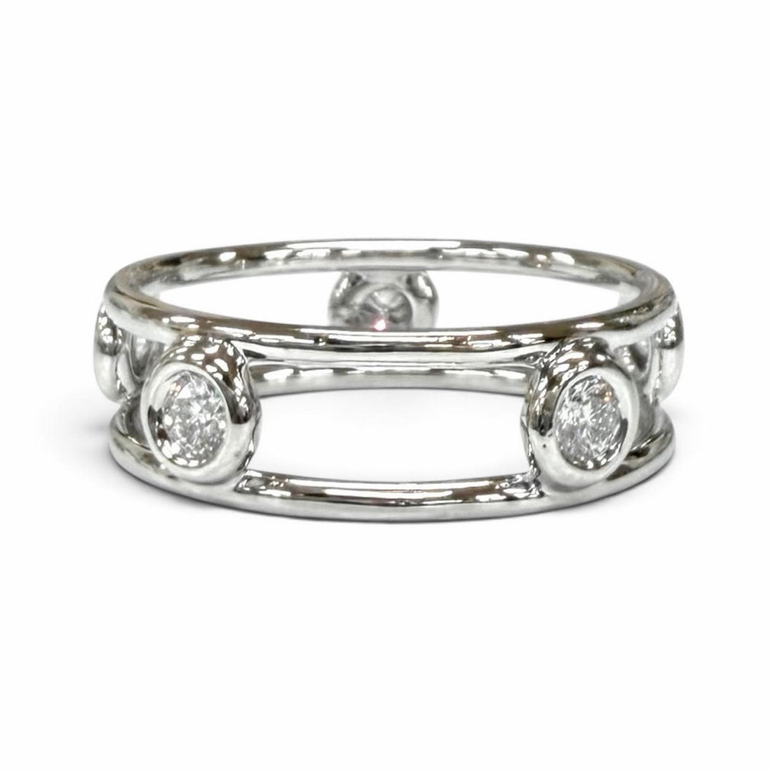極美品★TIFFANY&amp;Co. ティファニー エルサペレッティ PT950 ダブルワイヤー 5Pダイヤモンド リング 指輪 JP10号相当 重量3.6g 保存袋付