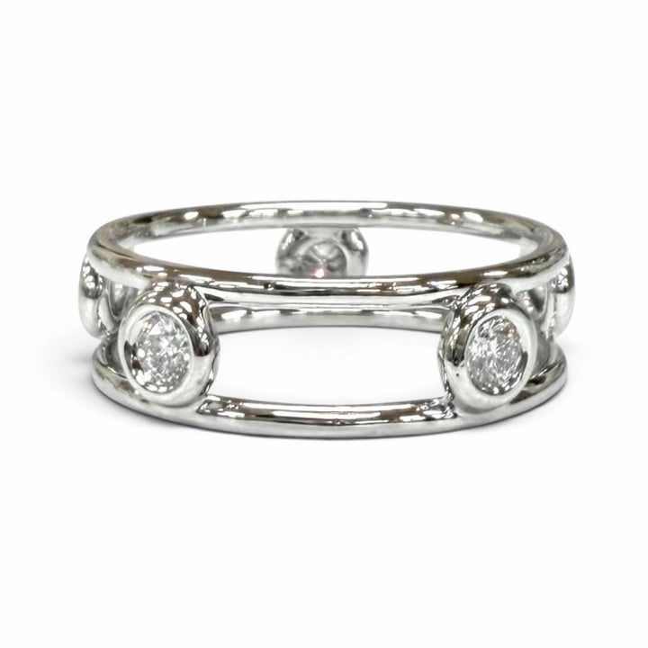 極美品★TIFFANY&amp;Co. ティファニー エルサペレッティ PT950 ダブルワイヤー 5Pダイヤモンド リング 指輪 JP10号相当 重量3.6g 保存袋付