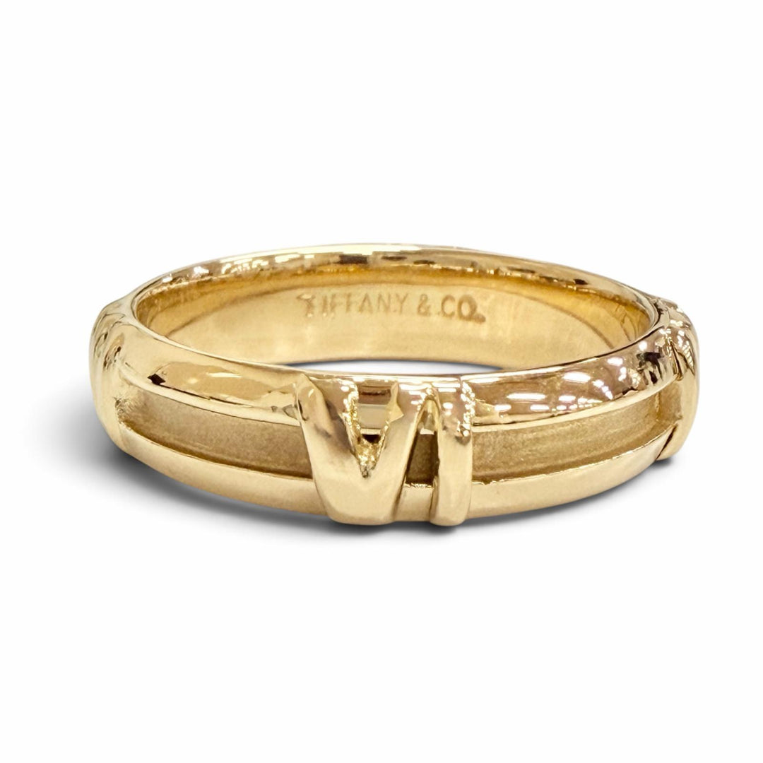 極美品△TIFFANY&amp;Co. ティファニー アトラス ニューメリック リング 指輪 750(YG) K18 イエローゴールド JP12号 重量4.5g レディース