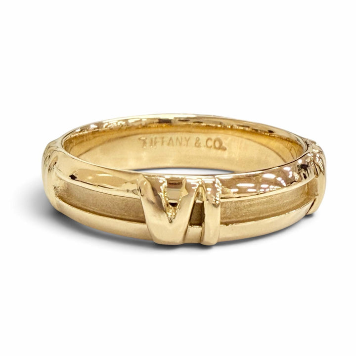 極美品△TIFFANY&amp;Co. ティファニー アトラス ニューメリック リング 指輪 750(YG) K18 イエローゴールド JP12号 重量4.5g レディース