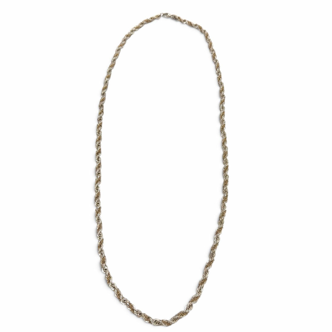 良品▼TIFFANY&amp;Co. ティファニー 925 14K ツイストチェーン コンビ ロング ネックレス シルバー ゴールド (75cm) 重量63.4g メンズ
