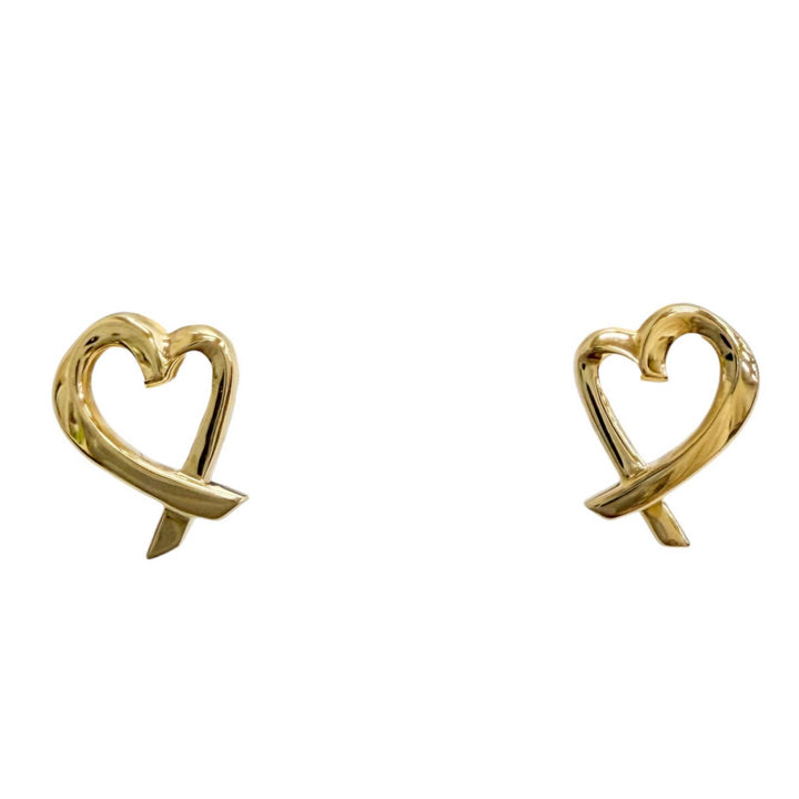 極美品△TIFFANY&amp;Co. ティファニー パロマピカソ ラビングハート ピアス アクセサリー 750 YG K18 イエローゴールド 重量1.9g レディース