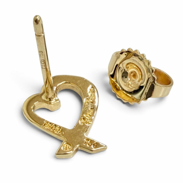極美品△TIFFANY&amp;Co. ティファニー パロマピカソ ラビングハート ピアス アクセサリー 750 YG K18 イエローゴールド 重量1.9g レディース