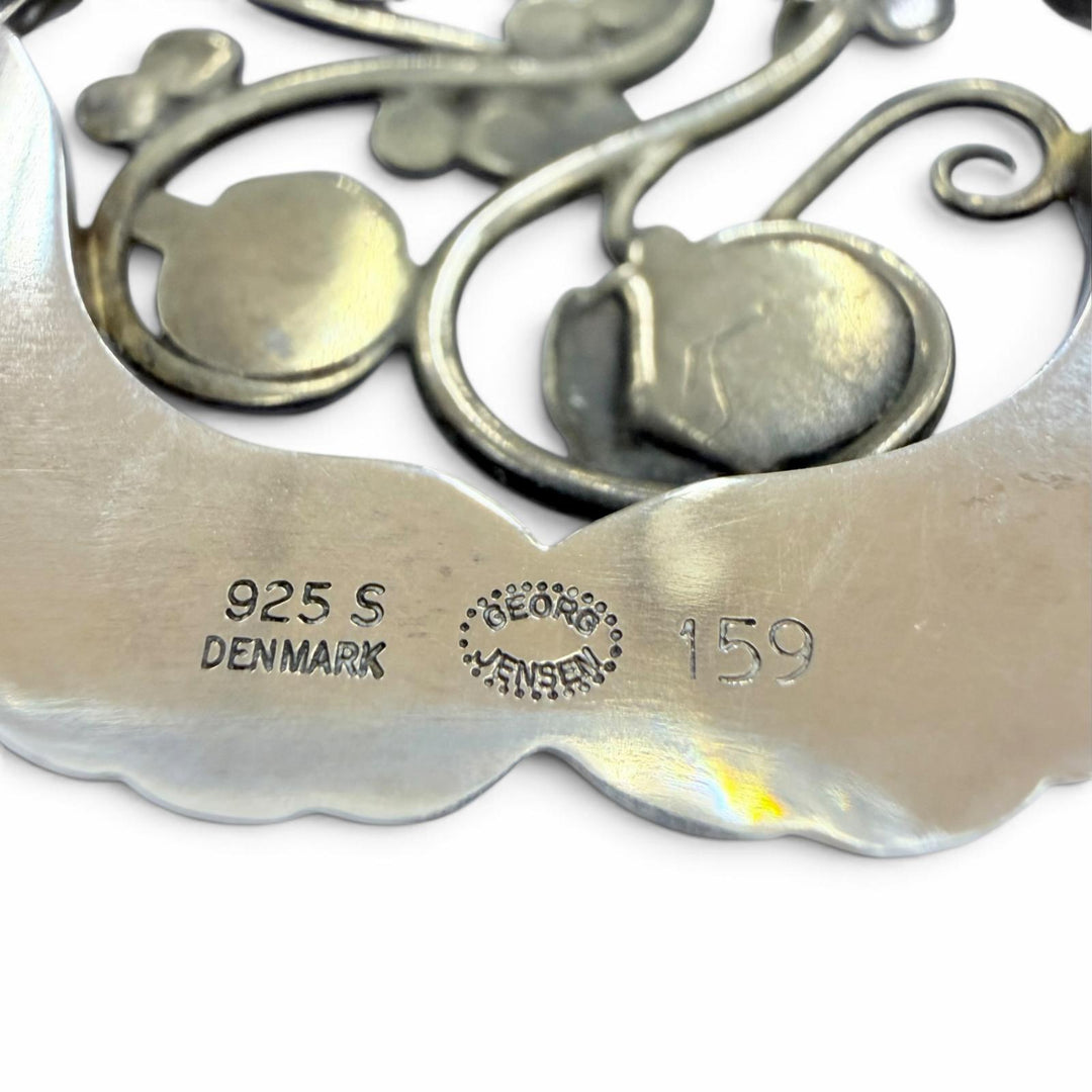美品☆Georg Jensen ジョージジェンセン 159 925 ムーンストーン ブロッサム ブローチ シルバー ライトブルー 重量15.9g レディース