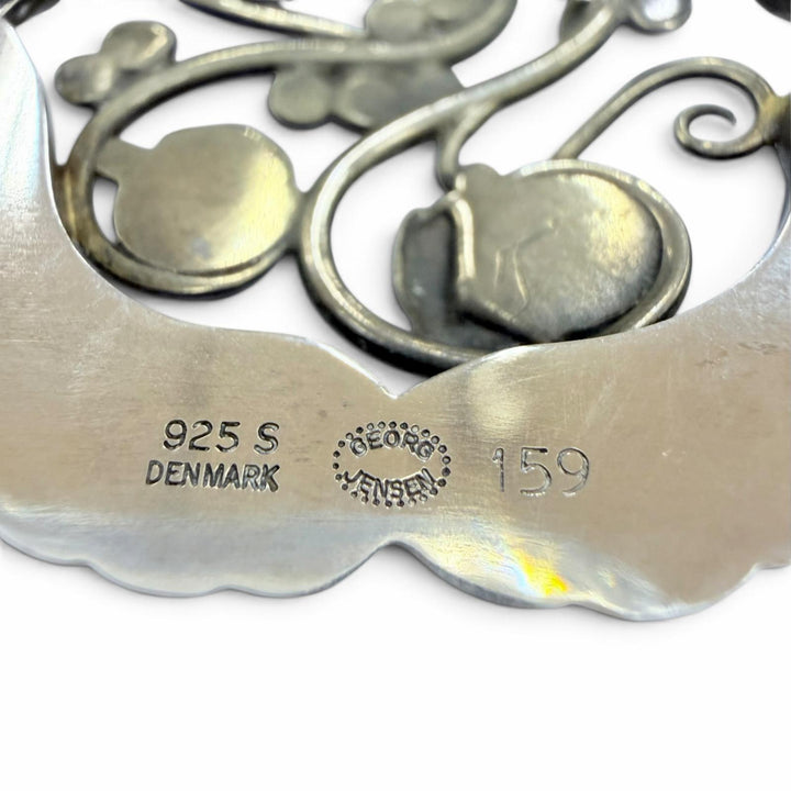 美品☆Georg Jensen ジョージジェンセン 159 925 ムーンストーン ブロッサム ブローチ シルバー ライトブルー 重量15.9g レディース