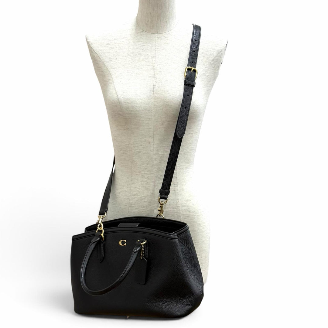極美品★COACH コーチ CU024 チャーム付 レガシー キャリーオール 2WAY レザー トートバッグ ショルダーバッグ ブラック レディース