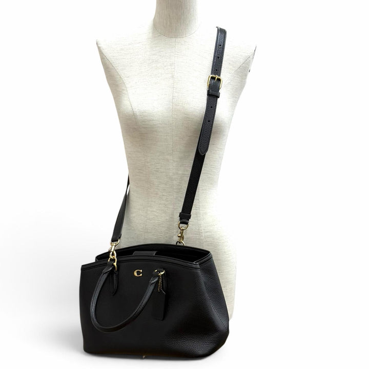 極美品★COACH コーチ CU024 チャーム付 レガシー キャリーオール 2WAY レザー トートバッグ ショルダーバッグ ブラック レディース