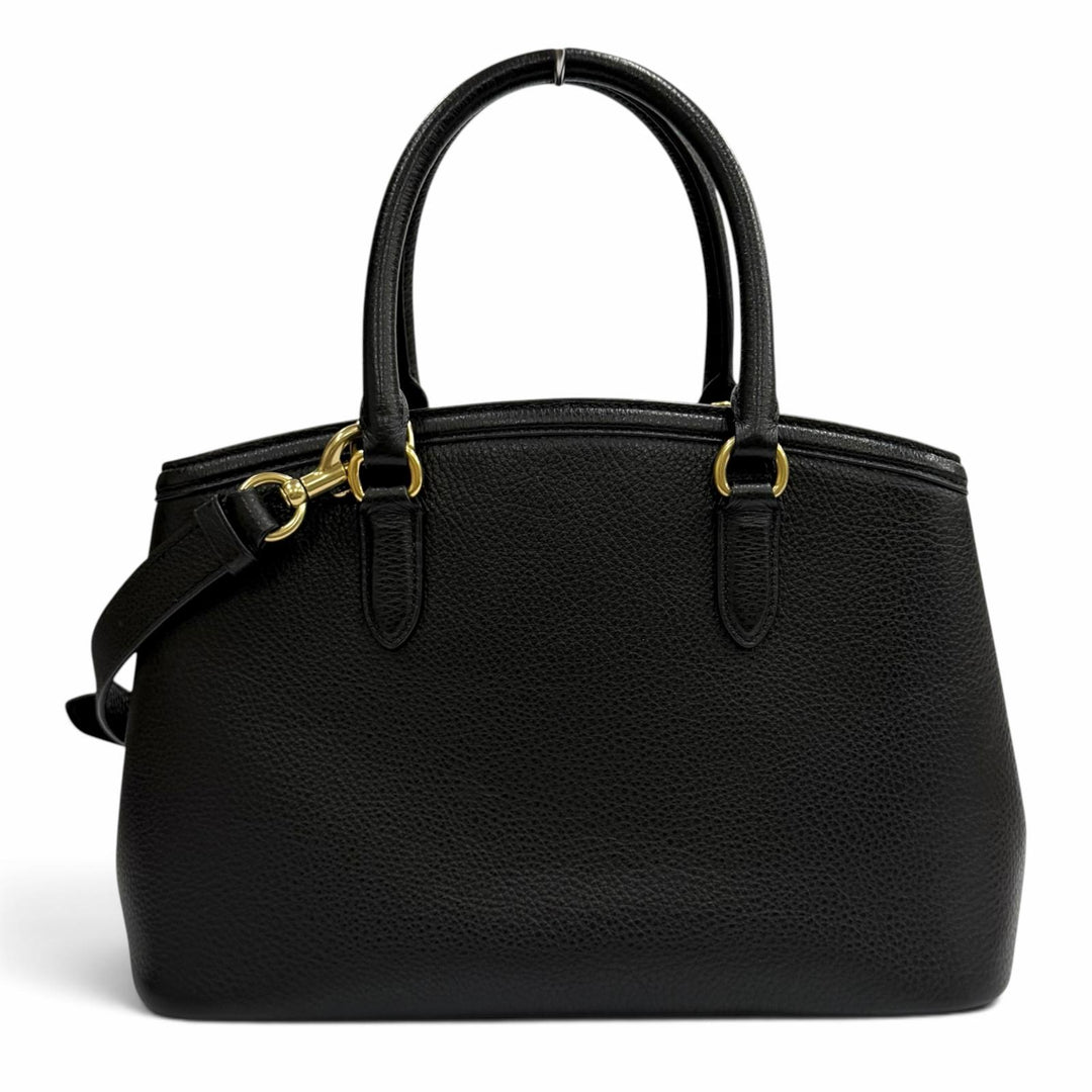 極美品★COACH コーチ CU024 チャーム付 レガシー キャリーオール 2WAY レザー トートバッグ ショルダーバッグ ブラック レディース