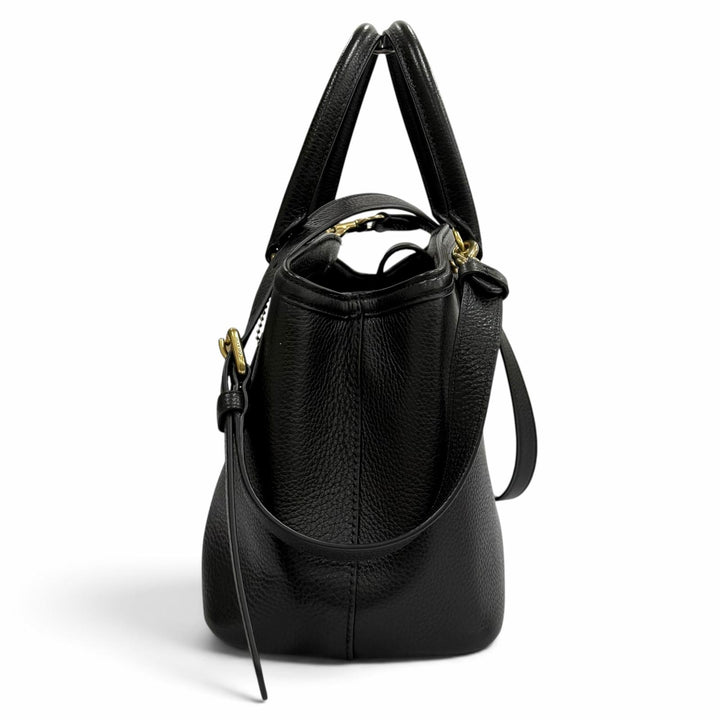 極美品★COACH コーチ CU024 チャーム付 レガシー キャリーオール 2WAY レザー トートバッグ ショルダーバッグ ブラック レディース