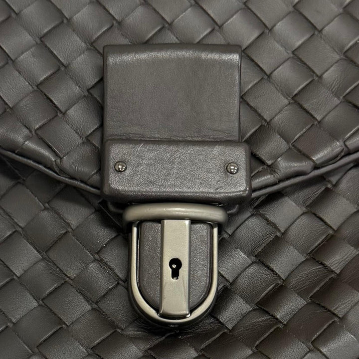 極美品□BOTTEGAVENETA ボッテガヴェネタ 113095 レザー イントレチャート ブリーフケース ダークブラウン イタリア製 メンズ 保存袋付き