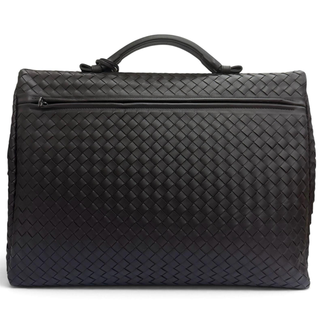 極美品□BOTTEGAVENETA ボッテガヴェネタ 113095 レザー イントレチャート ブリーフケース ダークブラウン イタリア製 メンズ 保存袋付き