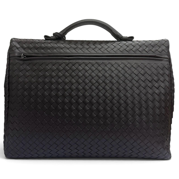 極美品□BOTTEGAVENETA ボッテガヴェネタ 113095 レザー イントレチャート ブリーフケース ダークブラウン イタリア製 メンズ 保存袋付き