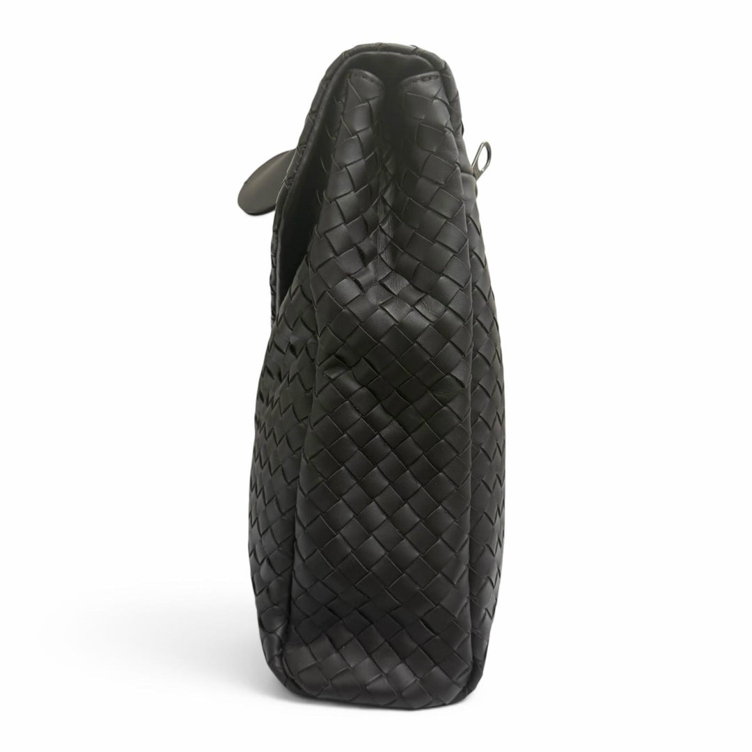 極美品□BOTTEGAVENETA ボッテガヴェネタ 113095 レザー イントレチャート ブリーフケース ダークブラウン イタリア製 メンズ 保存袋付き