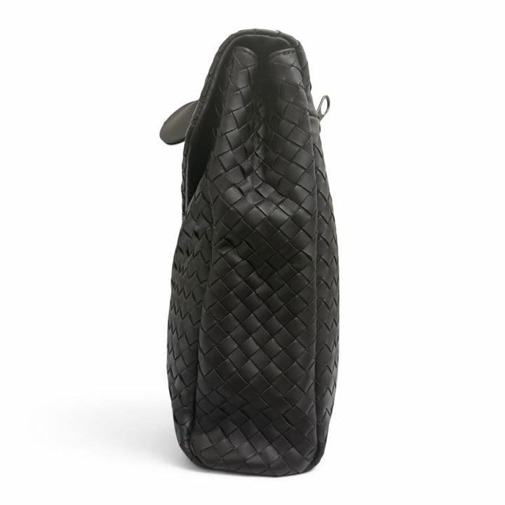 極美品□BOTTEGAVENETA ボッテガヴェネタ 113095 レザー イントレチャート ブリーフケース ダークブラウン イタリア製 メンズ 保存袋付き