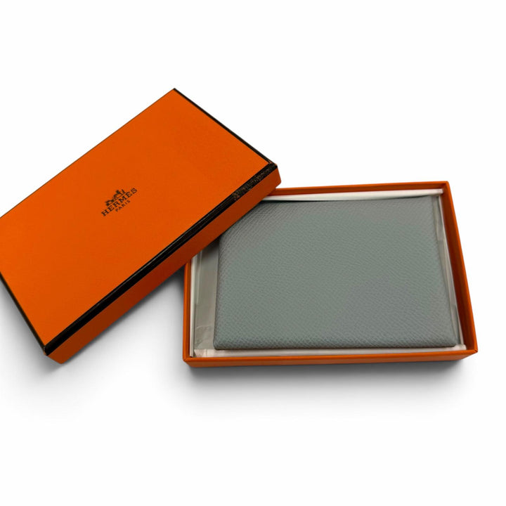 未使用品☆HERMES エルメス カルヴィ デュオ ヴォーエプソン ブルーグラシエ シルバー金具 セリエ金具 財布 K刻印 フランス製 袋付