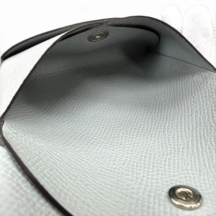 未使用品☆HERMES エルメス カルヴィ デュオ ヴォーエプソン ブルーグラシエ シルバー金具 セリエ金具 財布 K刻印 フランス製 袋付