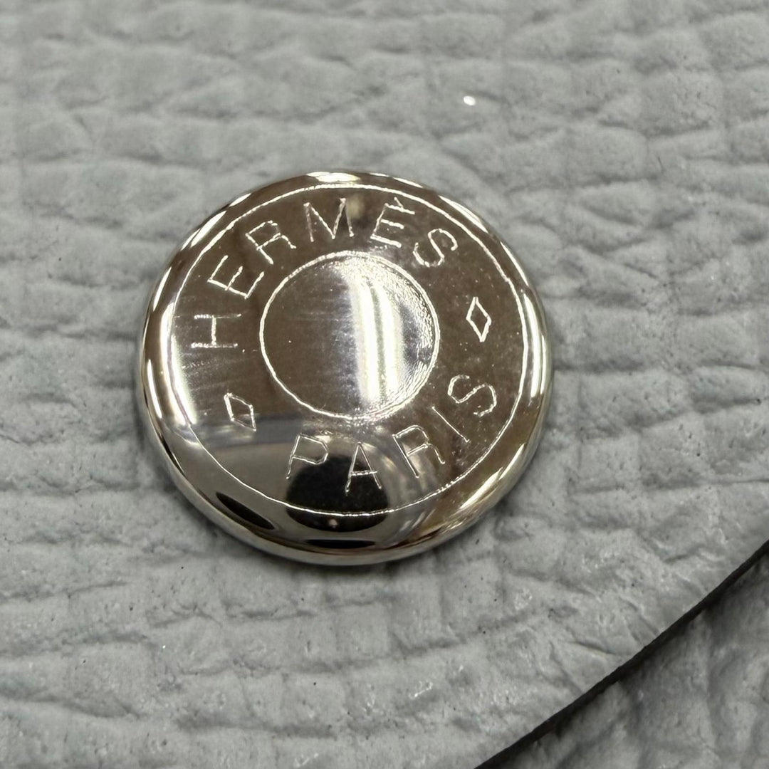 未使用品☆HERMES エルメス カルヴィ デュオ ヴォーエプソン ブルーグラシエ シルバー金具 セリエ金具 財布 K刻印 フランス製 袋付
