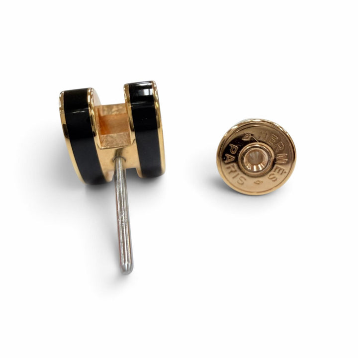 極美品☆HERMES エルメス ポップH ポップアッシュ ミニ ピアス アクセサリー ブラック ゴールド フランス製 レディース 箱・保存袋付き