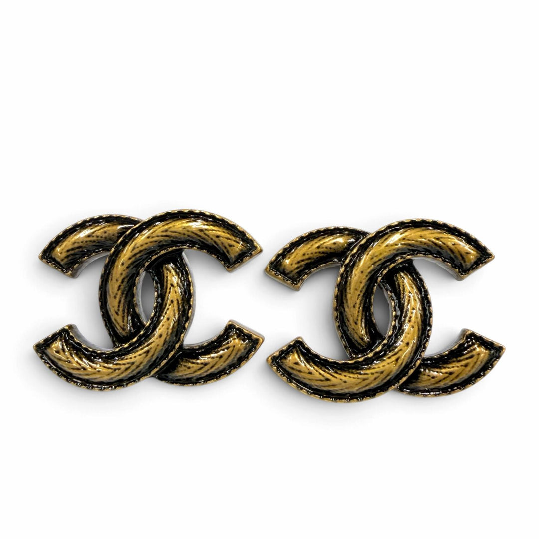 極美品☆CHANEL シャネル A24K メタル ココマーク アクセサリー ピアス アンティークゴールド フランス製 レディース 箱・保存袋付き