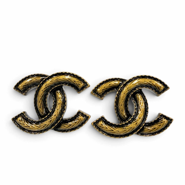 極美品☆CHANEL シャネル A24K メタル ココマーク アクセサリー ピアス アンティークゴールド フランス製 レディース 箱・保存袋付き