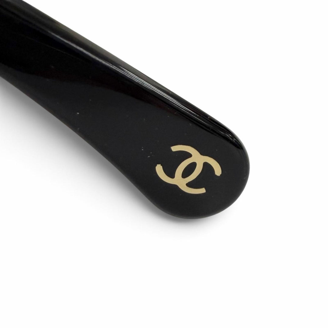 極美品△CHANEL シャネル 3489-S-A ココマークテンプル スクエア メガネ 眼鏡 アイウェア ブラック ゴールド金具 53□18 140 度なし 伊製