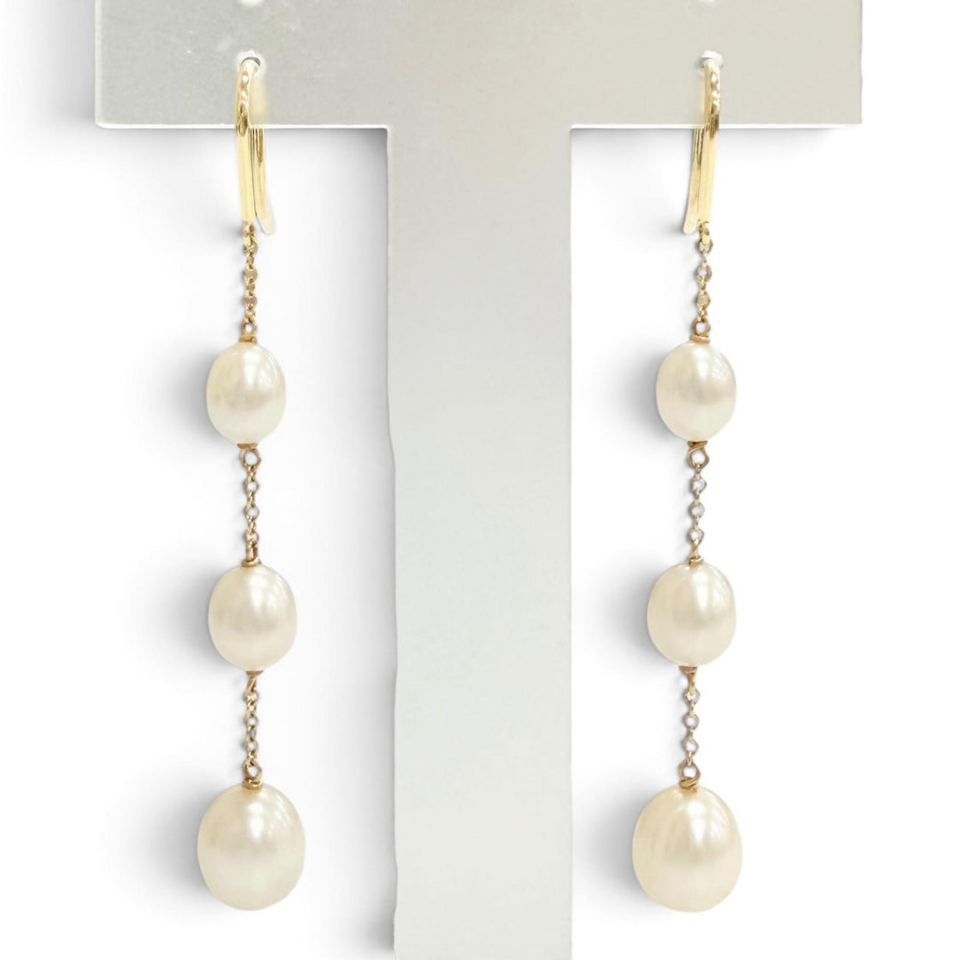 美品△TIFFANY&amp;Co. ティファニー エルサペレッティ バイ ザ ヤード チェーンピアス フレッシュウォーターパール 750(YG) 重量3.88g