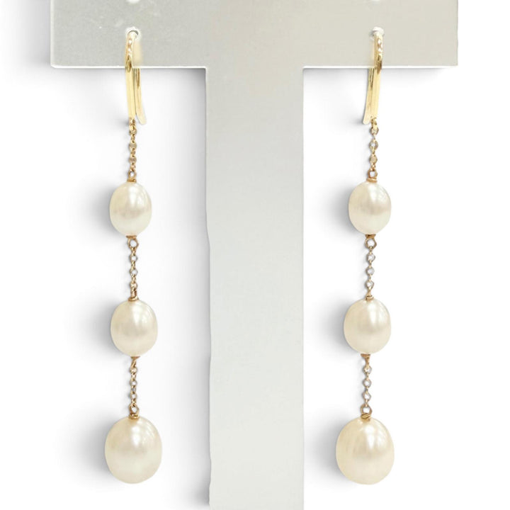美品△TIFFANY&amp;Co. ティファニー エルサペレッティ バイ ザ ヤード チェーンピアス フレッシュウォーターパール 750(YG) 重量3.88g