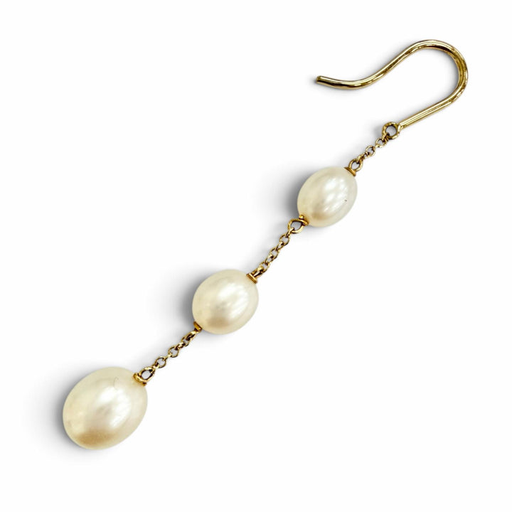 美品△TIFFANY&amp;Co. ティファニー エルサペレッティ バイ ザ ヤード チェーンピアス フレッシュウォーターパール 750(YG) 重量3.88g